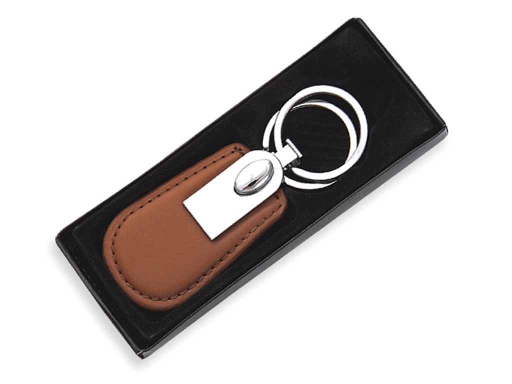 Synthetic Leather Double-Sided Metal Keyring